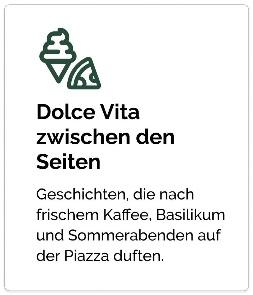 Dolce Vita zwischen den Seiten Geschichten, die nach frischem Kaffee, Basilikum und Sommerabenden auf der Piazza duften.