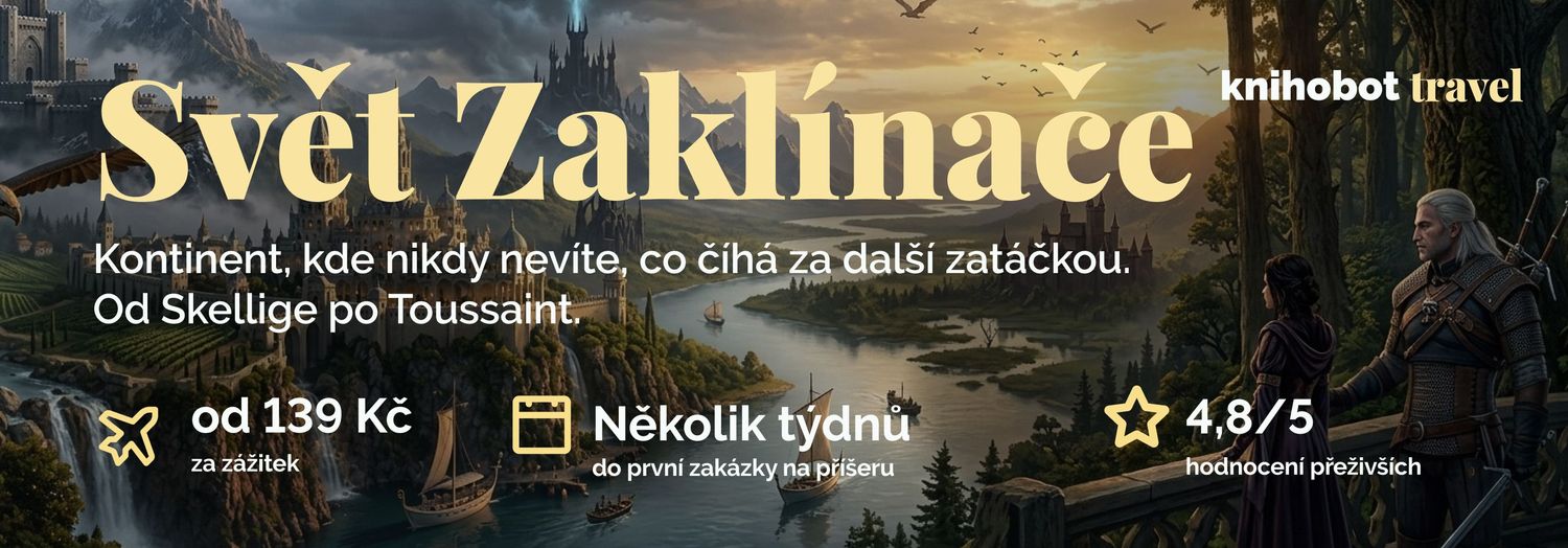 Knihobot Travel Svět Zaklínače. Zapomeňte na přeplněné pláže. Na Kontinentu vás čekají horské stezky Kaer Morhen, dlážděné uličky Novigradu, vinice Toussaintu i mlhou zahalené bažiny