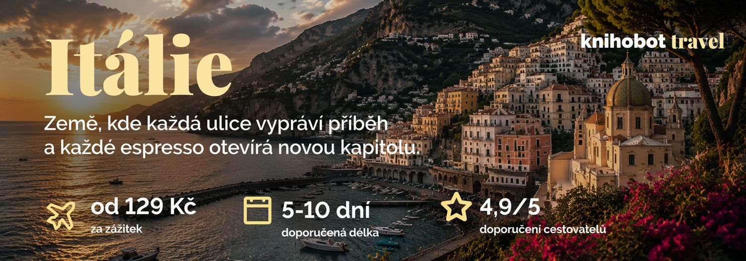 Knihobot Travel Itálie. Od sluncem zalitých vinic Toskánska přes romantické Benátky až po temperamentní Sicílii. Itálie je plná příběhů o lásce, rodině, umění i zločinu. Vyde