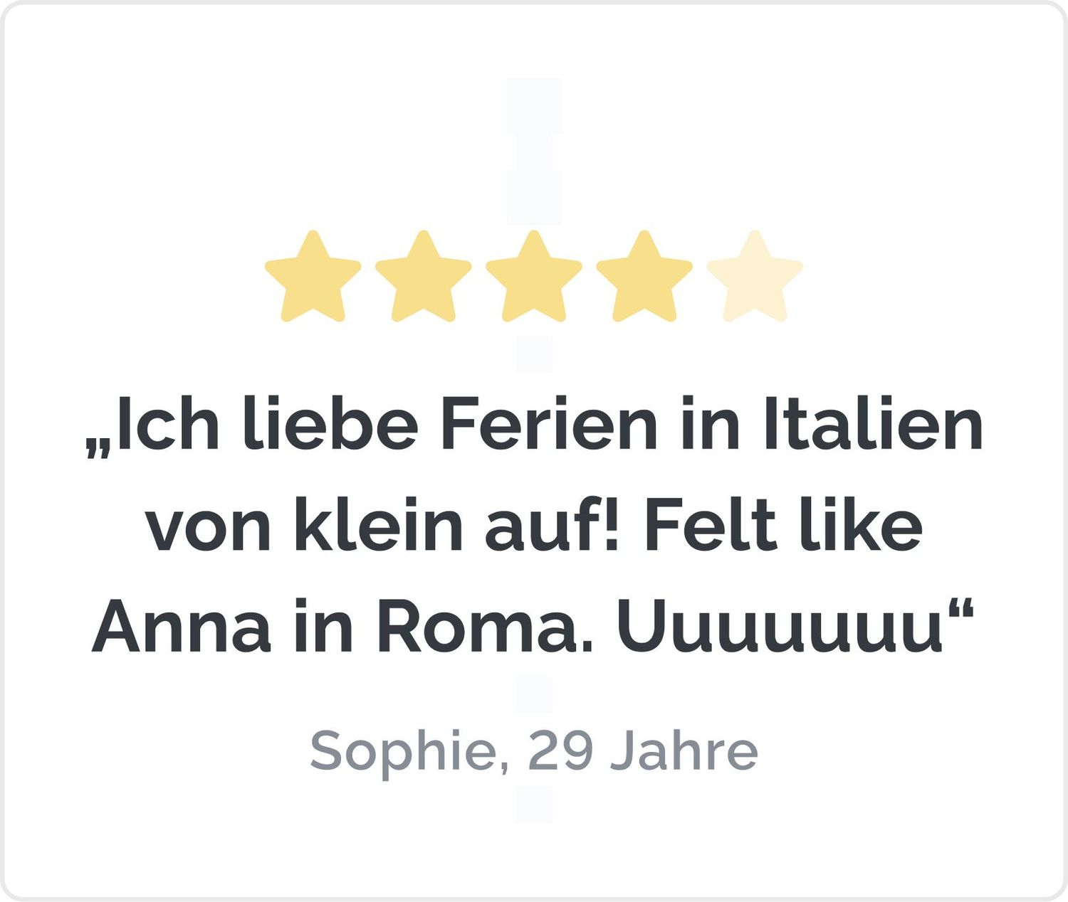 Der Herr der Ringe J. R. R. Tolkien „Ich liebe Ferien in Italien von klein auf! Felt like Anna in Roma. Uuuuuuu“ Sophie, 29 Jahre