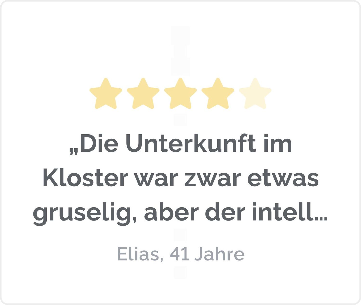 Der Herr der Ringe J. R. R. Tolkien „Die Unterkunft im Kloster war zwar etwas gruselig, aber der intellektuelle Vibe des mittelalterlichen Italiens war einfach 5/5..“ Elias, 41 Jahre
